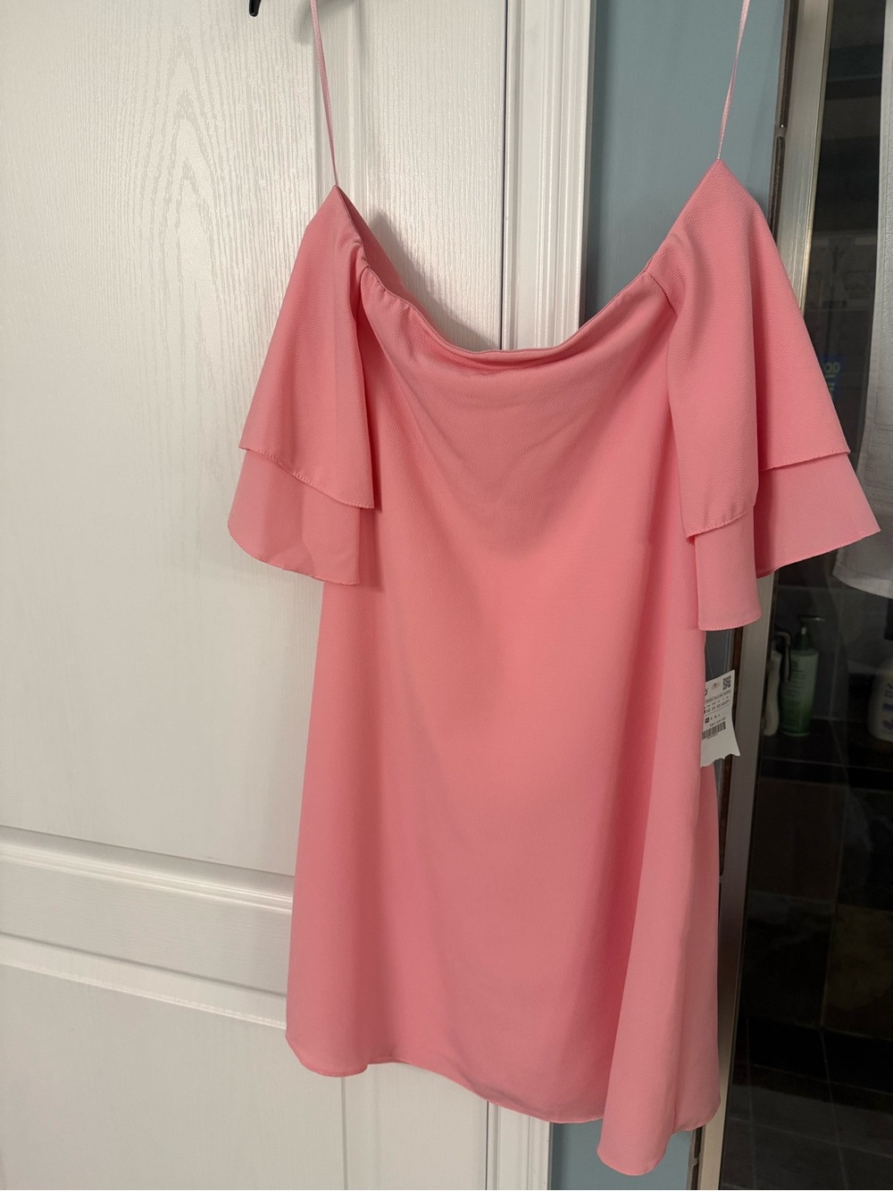 Zara Pink Off-Shoulder Mini Dress